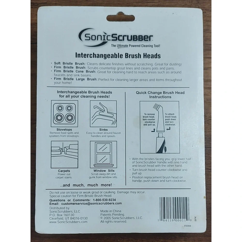SONIC SCRUBBER 4 Pk Interchangeable Brush Heads New Adaptive Power Cleaning E16